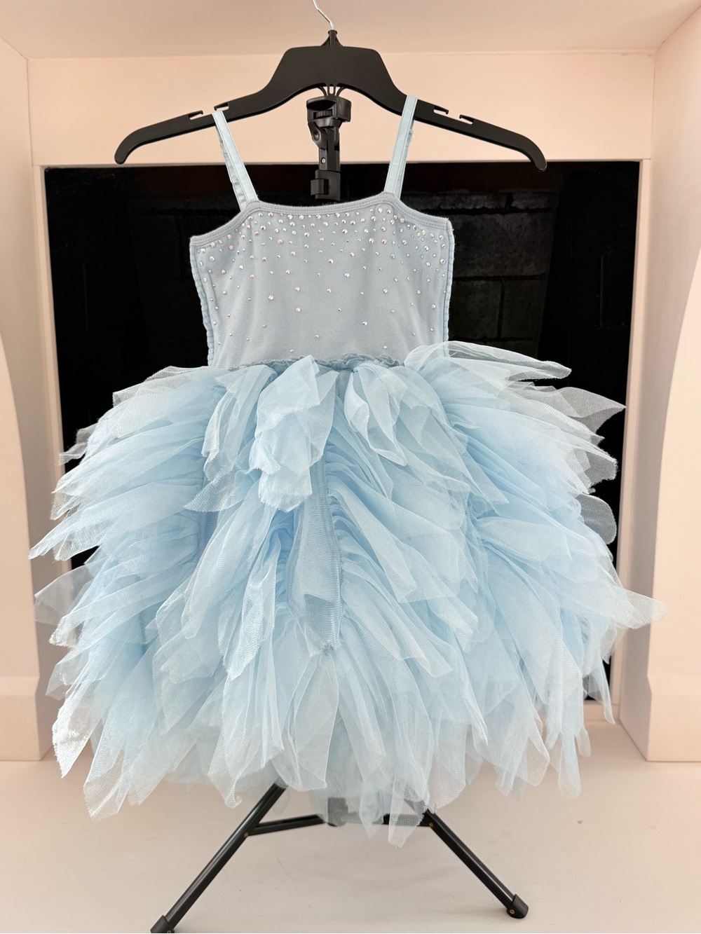 Ooh! La, La! Couture Blue Tulle Ruffle Formal Dress, Girls 6x/7